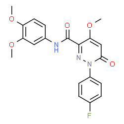 ChemSpider 2D Image | N-(3,4-Dimethoxyphenyl)-1-(4-fluorophenyl)-4-methoxy-6-oxo-1,6-dihydro-3-pyridazinecarboxamide | C20H18FN3O5