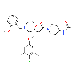 ChemSpider 2D Image | N-[1-({2-[(4-Chloro-3,5-dimethylphenoxy)methyl]-4-(2-methoxybenzyl)-2-morpholinyl}acetyl)-4-piperidinyl]acetamide | C30H40ClN3O5