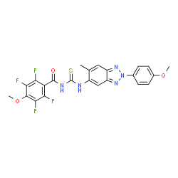 ChemSpider 2D Image | 2,3,5,6-Tetrafluoro-4-methoxy-N-{[2-(4-methoxyphenyl)-6-methyl-2H-benzotriazol-5-yl]carbamothioyl}benzamide | C23H17F4N5O3S