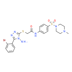 ChemSpider 2D Image | 2-{[4-Amino-5-(2-bromophenyl)-4H-1,2,4-triazol-3-yl]sulfanyl}-N-{4-[(4-methyl-1-piperazinyl)sulfonyl]phenyl}acetamide | C21H24BrN7O3S2