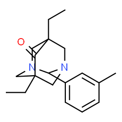 ChemSpider 2D Image | 5,7-Diethyl-2-(3-methylphenyl)-1,3-diazatricyclo[3.3.1.1~3,7~]decan-6-one | C19H26N2O