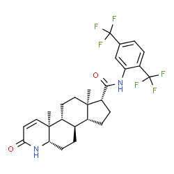 ChemSpider 2D Image | (4aS,4bR,6aR,7R,9aR,9bR,11aS)-N-[2,5-Bis(trifluoromethyl)phenyl]-4a,6a-dimethyl-2-oxo-2,4a,4b,5,6,6a,7,8,9,9a,9b,10,11,11a-tetradecahydro-1H-indeno[5,4-f]quinoline-7-carboxamide | C27H30F6N2O2
