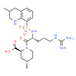 ChemSpider 2D Image | (2S,4S)-4-Methyl-1-{N~2~-[(3-methyl-1,2,3,4-tetrahydro-8-quinolinyl)sulfonyl]-D-arginyl}-2-piperidinecarboxylic acid | C23H36N6O5S