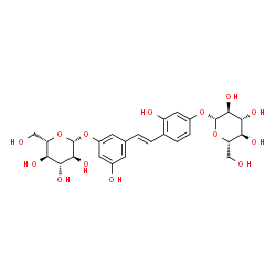 ChemSpider 2D Image | 3-{(E)-2-[4-(beta-L-Glucopyranosyloxy)-2-hydroxyphenyl]vinyl}-5-hydroxyphenyl beta-L-glucopyranoside | C26H32O14