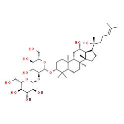ChemSpider 2D Image | (3alpha,5beta,8alpha,9beta,10alpha,12alpha,13alpha,14beta,17alpha,20R)-12,20-Dihydroxydammar-24-en-3-yl 2-O-beta-L-glucopyranosyl-beta-L-glucopyranoside | C42H72O13