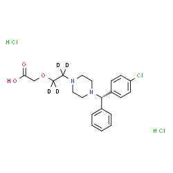 ChemSpider 2D Image | {[2-{4-[(S)-(4-Chlorophenyl)(phenyl)methyl]-1-piperazinyl}(~2~H_4_)ethyl]oxy}acetic acid dihydrochloride | C21H23D4Cl3N2O3