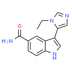 ChemSpider 2D Image | 3-(1-Ethyl-1H-imidazol-5-yl)-1H-indole-5-carboxamide | C14H14N4O