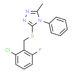 ChemSpider 2D Image | 3-(2-Chloro-6-fluoro-benzylsulfanyl)-5-methyl-4-phenyl-4H-[1,2,4]triazole | C16H13ClFN3S