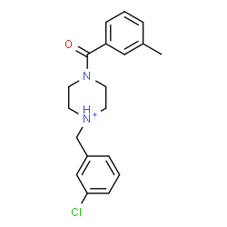 ChemSpider 2D Image | 1-(3-Chlorobenzyl)-4-(3-methylbenzoyl)piperazin-1-ium | C19H22ClN2O