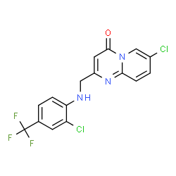 ChemSpider 2D Image | 7-Chloro-2-({[2-chloro-4-(trifluoromethyl)phenyl]amino}methyl)-4H-pyrido[1,2-a]pyrimidin-4-one | C16H10Cl2F3N3O