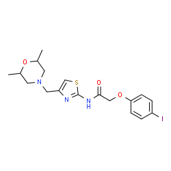 ChemSpider 2D Image | N-{4-[(2,6-Dimethyl-4-morpholinyl)methyl]-1,3-thiazol-2-yl}-2-(4-iodophenoxy)acetamide | C18H22IN3O3S