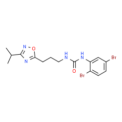 ChemSpider 2D Image | 1-(2,5-Dibromophenyl)-3-[3-(3-isopropyl-1,2,4-oxadiazol-5-yl)propyl]urea | C15H18Br2N4O2