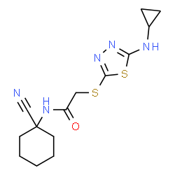 ChemSpider 2D Image | N-(1-Cyanocyclohexyl)-2-{[5-(cyclopropylamino)-1,3,4-thiadiazol-2-yl]sulfanyl}acetamide | C14H19N5OS2