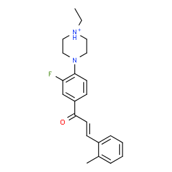 ChemSpider 2D Image | 1-Ethyl-4-{2-fluoro-4-[(2E)-3-(2-methylphenyl)-2-propenoyl]phenyl}piperazin-1-ium | C22H26FN2O