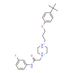 ChemSpider 2D Image | 1-{2-[(3-Fluorophenyl)amino]-2-oxoethyl}-4-{3-[4-(2-methyl-2-propanyl)phenoxy]propyl}piperazinediium | C25H36FN3O2
