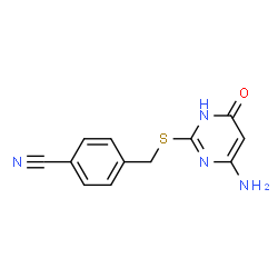 ChemSpider 2D Image | 4-{[(4-Amino-6-oxo-1,6-dihydro-2-pyrimidinyl)sulfanyl]methyl}benzonitrile | C12H10N4OS