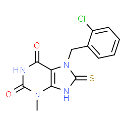 ChemSpider 2D Image | 7-(2-chlorobenzyl)-3-methyl-8-sulfanyl-3,7-dihydro-1H-purine-2,6-dione | C13H11ClN4O2S