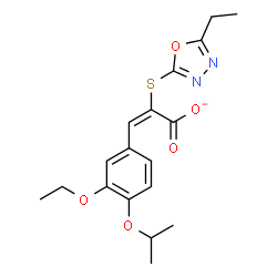 ChemSpider 2D Image | (2E)-3-(3-Ethoxy-4-isopropoxyphenyl)-2-[(5-ethyl-1,3,4-oxadiazol-2-yl)sulfanyl]acrylate | C18H21N2O5S