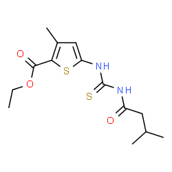 ChemSpider 2D Image | Ethyl 3-methyl-5-{[(3-methylbutanoyl)carbamothioyl]amino}-2-thiophenecarboxylate | C14H20N2O3S2