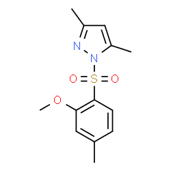 ChemSpider 2D Image | 1-(2-Methoxy-4-methyl-benzenesulfonyl)-3,5-dimethyl-1H-pyrazole | C13H16N2O3S