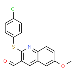 ChemSpider 2D Image | 2-[(4-Chlorophenyl)sulfanyl]-6-methoxy-3-quinolinecarbaldehyde | C17H12ClNO2S