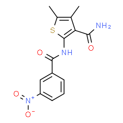 ChemSpider 2D Image | 2-({3-nitrobenzoyl}amino)-4,5-dimethyl-3-thiophenecarboxamide | C14H13N3O4S