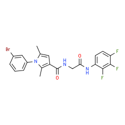 ChemSpider 2D Image | 1-(3-Bromophenyl)-2,5-dimethyl-N-{2-oxo-2-[(2,3,4-trifluorophenyl)amino]ethyl}-1H-pyrrole-3-carboxamide | C21H17BrF3N3O2
