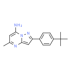 ChemSpider 2D Image | 5-Methyl-2-[4-(2-methyl-2-propanyl)phenyl]pyrazolo[1,5-a]pyrimidin-7-amine | C17H20N4