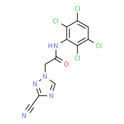ChemSpider 2D Image | 2-(3-Cyano-1H-1,2,4-triazol-1-yl)-N-(2,3,5,6-tetrachlorophenyl)acetamide | C11H5Cl4N5O