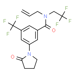 ChemSpider 2D Image | N-Allyl-3-(2-oxo-1-pyrrolidinyl)-N-(2,2,2-trifluoroethyl)-5-(trifluoromethyl)benzamide | C17H16F6N2O2
