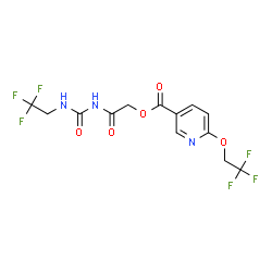 ChemSpider 2D Image | 2-Oxo-2-{[(2,2,2-trifluoroethyl)carbamoyl]amino}ethyl 6-(2,2,2-trifluoroethoxy)nicotinate | C13H11F6N3O5