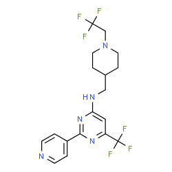 ChemSpider 2D Image | 2-(4-Pyridinyl)-N-{[1-(2,2,2-trifluoroethyl)-4-piperidinyl]methyl}-6-(trifluoromethyl)-4-pyrimidinamine | C18H19F6N5