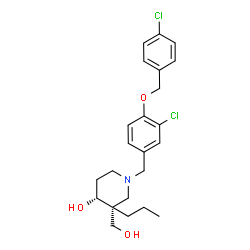 ChemSpider 2D Image | (3R,4R)-1-{3-Chloro-4-[(4-chlorobenzyl)oxy]benzyl}-3-(hydroxymethyl)-3-propyl-4-piperidinol | C23H29Cl2NO3