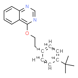 ChemSpider 2D Image | 4-{2-[4-(2-Methyl-2-propanyl)(~14~C_6_)phenyl]ethoxy}quinazoline | C1414C6H22N2O