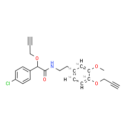 ChemSpider 2D Image | 2-(4-Chlorophenyl)-N-{2-[3-methoxy-4-(2-propyn-1-yloxy)(~14~C_6_)phenyl]ethyl}-2-(2-propyn-1-yloxy)acetamide | C1714C6H22ClNO4
