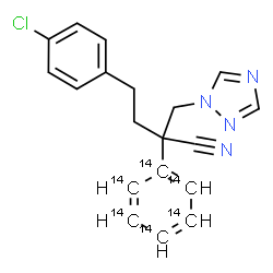 ChemSpider 2D Image | 4-(4-Chlorophenyl)-2-(~14~C_6_)phenyl-2-(1H-1,2,4-triazol-1-ylmethyl)butanenitrile | C1314C6H17ClN4