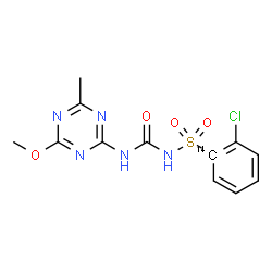ChemSpider 2D Image | 2-Chloro-N-[(4-methoxy-6-methyl-1,3,5-triazin-2-yl)carbamoyl](1-~14~C)benzenesulfonamide | C1114CH12ClN5O4S