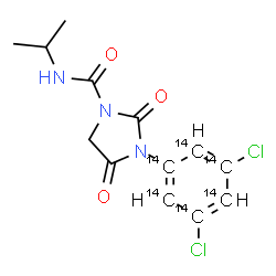 ChemSpider 2D Image | 3-[3,5-Dichloro(~14~C_6_)phenyl]-N-isopropyl-2,4-dioxo-1-imidazolidinecarboxamide | C714C6H13Cl2N3O3