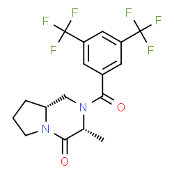 ChemSpider 2D Image | (3R,8aR)-2-[3,5-Bis(trifluoromethyl)benzoyl]-3-methylhexahydropyrrolo[1,2-a]pyrazin-4(1H)-one | C17H16F6N2O2