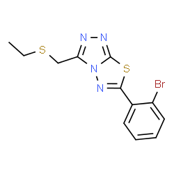 ChemSpider 2D Image | 6-(2-Bromophenyl)-3-[(ethylsulfanyl)methyl][1,2,4]triazolo[3,4-b][1,3,4]thiadiazole | C12H11BrN4S2