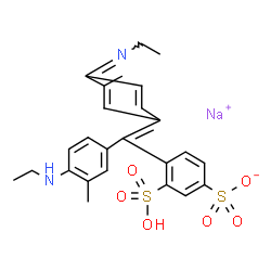 ChemSpider 2D Image | Sodium 4-{[4-(ethylamino)-3-methylphenyl][4-(ethylimino)-3-methyl-2,5-cyclohexadien-1-ylidene]methyl}-3-sulfobenzenesulfonate | C25H27N2NaO6S2