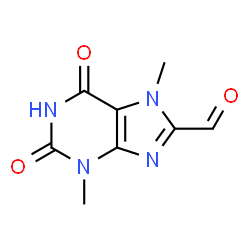ChemSpider 2D Image | 3,7-Dimethyl-2,6-dioxo-2,3,6,7-tetrahydro-1H-purine-8-carbaldehyde | C8H8N4O3