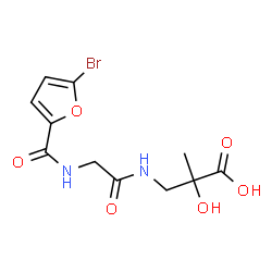 ChemSpider 2D Image | 3-{[N-(5-Bromo-2-furoyl)glycyl]amino}-2-hydroxy-2-methylpropanoic acid | C11H13BrN2O6