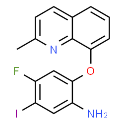 ChemSpider 2D Image | 4-Fluoro-5-iodo-2-[(2-methyl-8-quinolinyl)oxy]aniline | C16H12FIN2O