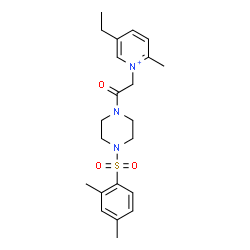 ChemSpider 2D Image | 1-(2-{4-[(2,4-Dimethylphenyl)sulfonyl]-1-piperazinyl}-2-oxoethyl)-5-ethyl-2-methylpyridinium | C22H30N3O3S