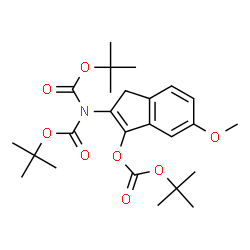 ChemSpider 2D Image | Bis(2-methyl-2-propanyl) [5-methoxy-3-({[(2-methyl-2-propanyl)oxy]carbonyl}oxy)-1H-inden-2-yl]imidodicarbonate | C25H35NO8