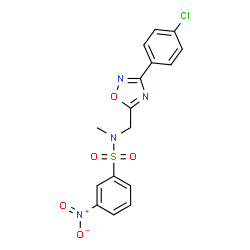 ChemSpider 2D Image | N-{[3-(4-Chlorophenyl)-1,2,4-oxadiazol-5-yl]methyl}-N-methyl-3-nitrobenzenesulfonamide | C16H13ClN4O5S