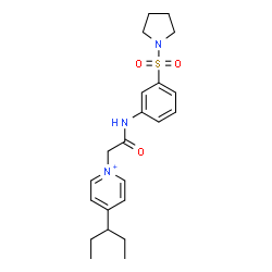 ChemSpider 2D Image | 1-(2-Oxo-2-{[3-(1-pyrrolidinylsulfonyl)phenyl]amino}ethyl)-4-(3-pentanyl)pyridinium | C22H30N3O3S