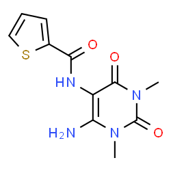 ChemSpider 2D Image | N-(6-Amino-1,3-dimethyl-2,4-dioxo-1,2,3,4-tetrahydro-5-pyrimidinyl)-2-thiophenecarboxamide | C11H12N4O3S