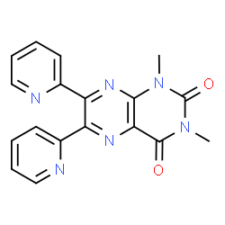 ChemSpider 2D Image | 1,3-Dimethyl-6,7-di(2-pyridinyl)-2,4(1H,3H)-pteridinedione | C18H14N6O2